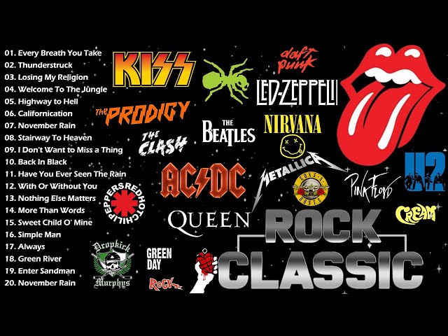 Best Classic Rock Songs 70s 80s 90s 🔥 Guns N Roses, Queen, ACDC, U2, Aerosmith, Bon Jovi, Metallica