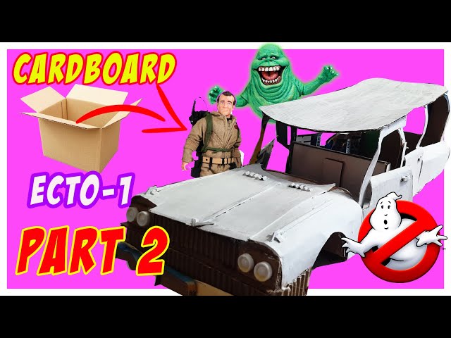 Part 2 Dollar store and Cardboard Ghostbusters ecto 1 for Mego action figures 8 inch  tall