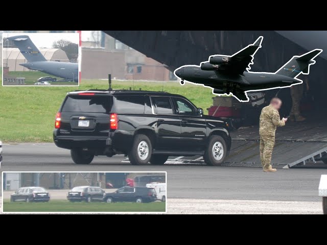 President Biden's limo and massive security entourage arrive in N. Ireland 🇺🇸 ✈️ 🚔