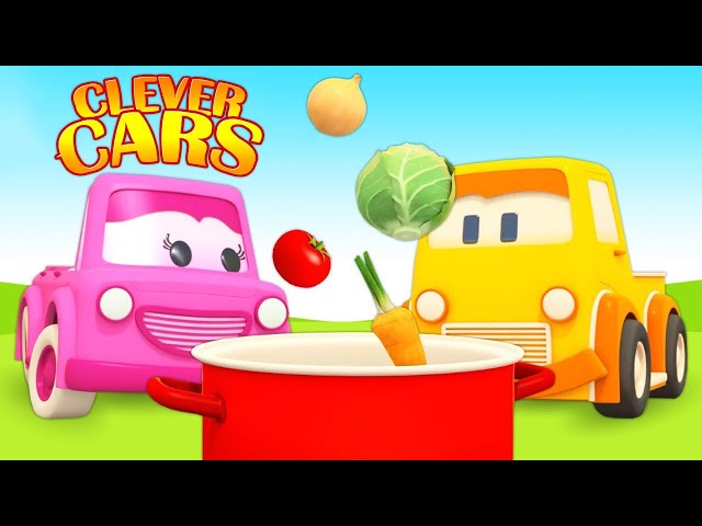 Clever cars Learn vegetables’ names - Nursery rhymes & kids' songs.