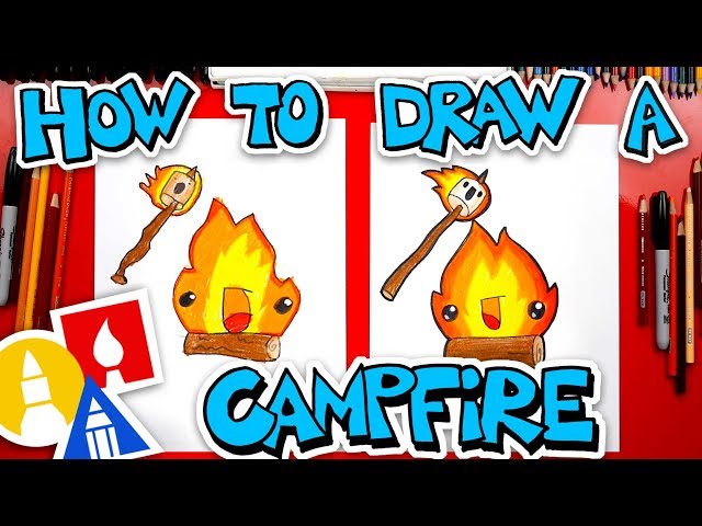 How To Draw A Funny Campfire And Marshmallow