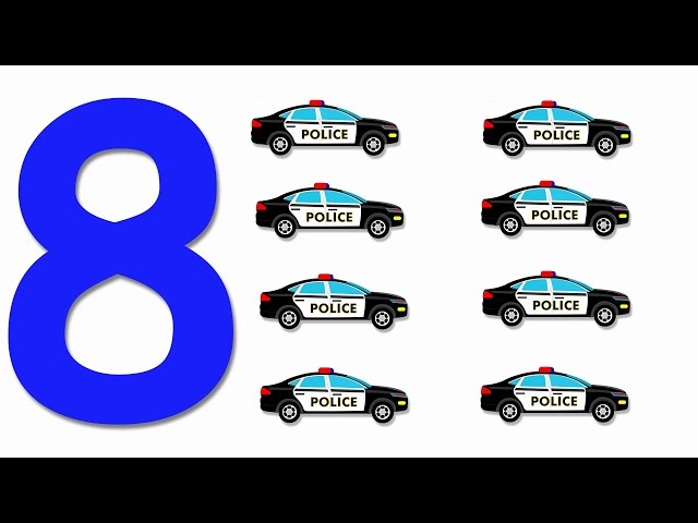 Police Cars Numbers | Learn numbers from 1 to 8