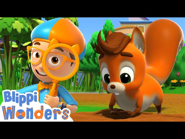 Blippi Wonders - Blippi Goes On A Treasure Hunt With A Squirrel | Blippi Animated Series | Toys
