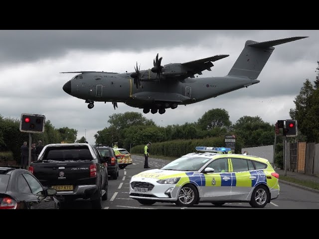 Military police block London road for large plane ✈️