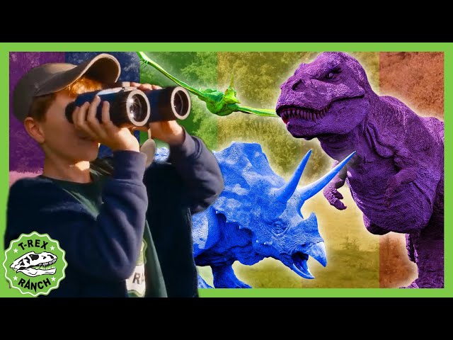 Who's The Dinomaster? & Giant Rainbow Dinosaurs! | T-Rex Ranch Dinosaur Videos