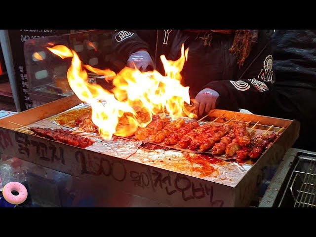 Flaming Chicken skewers - Korean street food