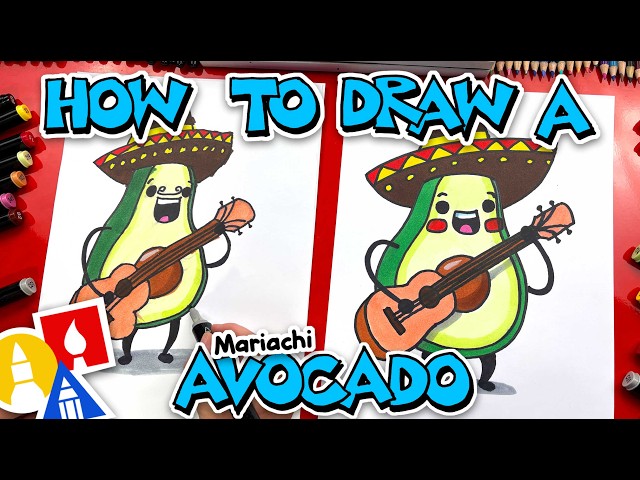 How To Draw A Funny Avocado Mariachi