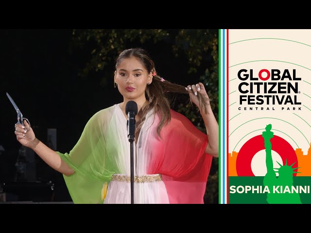 Activist Sophia Kianni Cuts Her Hair in Protest for Women’s Rights | Global Citizen Festival 2023
