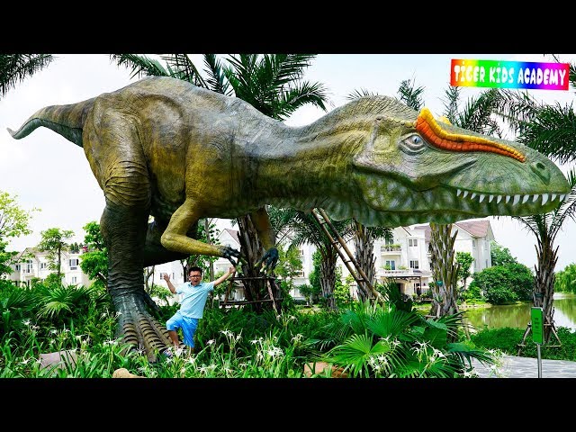 Outdoor Playground Family Fun Play Area for Kids at the Jurassic Park | Nursery Rhymes Songs