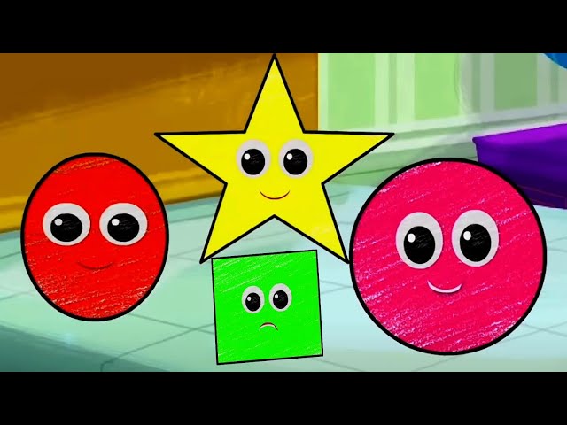 Five Little Shapes Jumping On The Bed, Preschool Rhyme for Kids