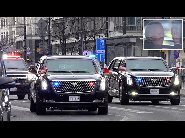 Joe Biden's presidential motorcade in Poland, huge police lockdown 🇺🇸 🇵🇱
