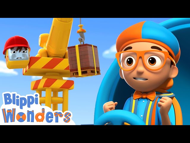 Blippi Wonders - Cranes at the Construction Site! | Blippi Animated Series | Cartoons For Kids