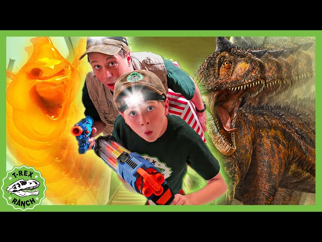 Dinosaurs in Haunted Cabin! Ghost and Dinosaur Family Video | T-Rex Ranch Dinosaur Videos for Kids