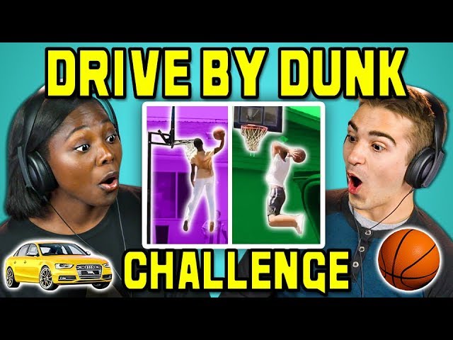 COLLEGE KIDS REACT TO DRIVE BY DUNK CHALLENGE #DriveByDunkChallenge