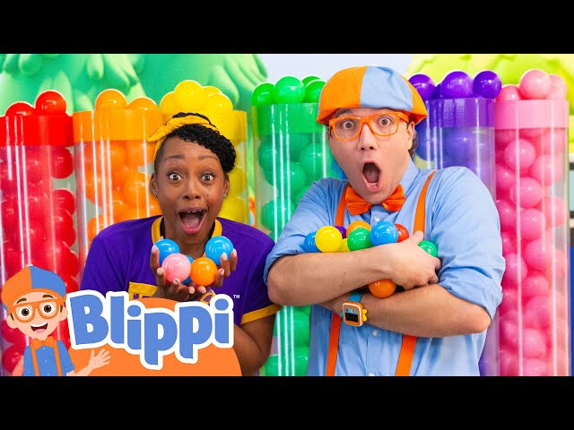 Learn Colors with Blippi in a Fun Ball Pit Game! | Blippi's Playdate | Educational Videos for Kids