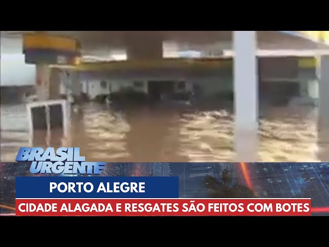 Tragédia no RS: cidade alagada e resgates estão sendo feitos com botes | Brasil Urgente