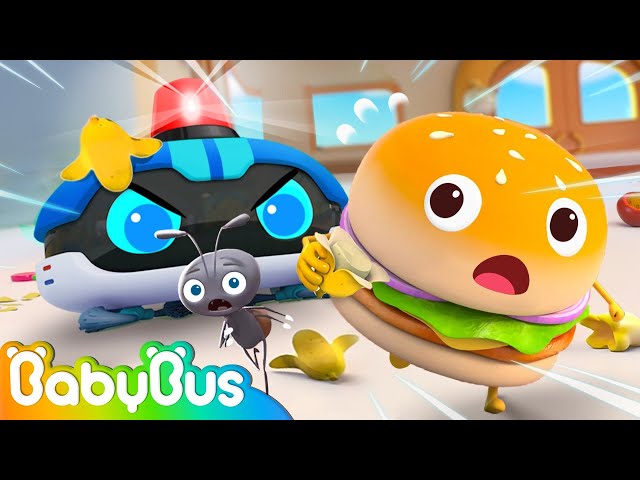 Police Robot Cleaner and Hamburger | Yummy Foods Animation | Healthy Habits | Kids Cartoon | BabyBus