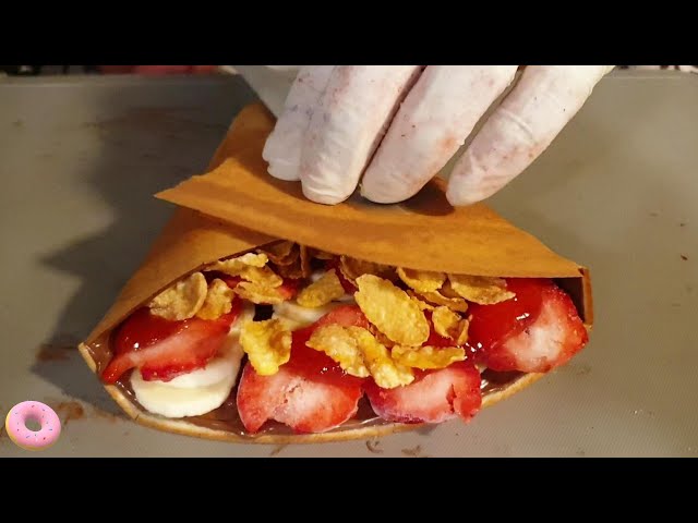 Strawberry Banana Nutella Crepe - Korean street food