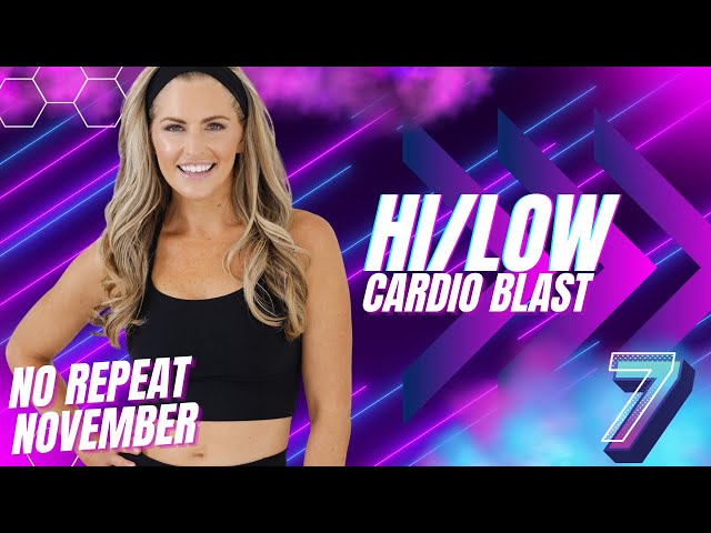 25 Minute LOW IMPACT CARDIO High Low Cardio Blast Workout (No Repeat Day #7)