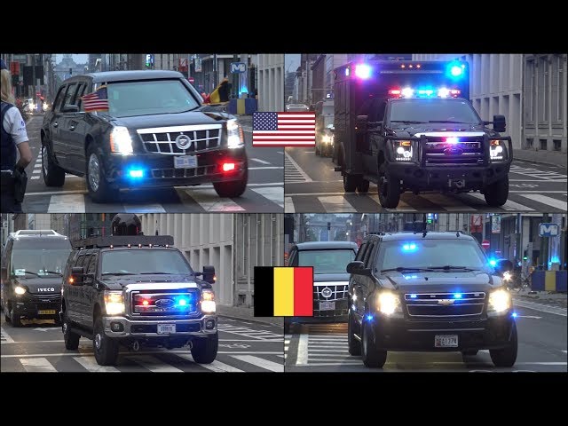 President Donald Trump arrives in Brussels with a collosal motorcade 🇺🇸 🇧🇪