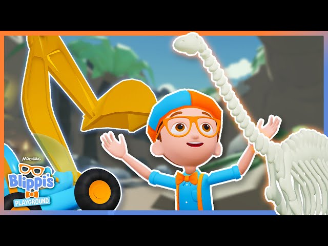 Blippi Goes Dinosaur Fossil Hunting on his Excavator! | Blippi Plays Roblox | Gaming Videos