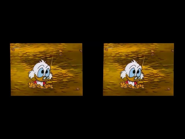 [SBS - 3D] Ducktales - Scrooge McDuck Jumping into vault of gold coins.