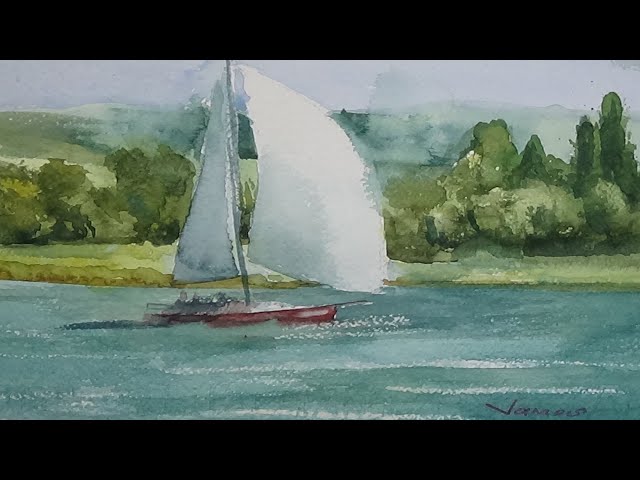 Regatta on Lake Balaton Watercolor Painting - By Vamos