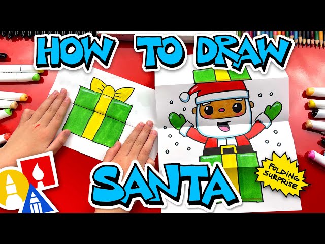 How To Draw Santa In A Present - Folding Surprise