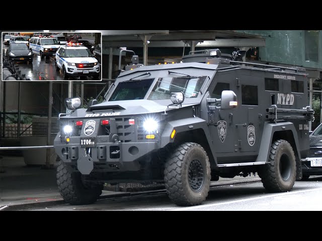 Armored trucks and police vehicles prepare for UN General Assembly 🚓