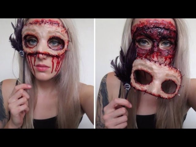 Masquerade Flesh Mask Halloween Makeup Tutorial  | Gory & Easy