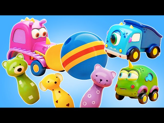 Little Monster Cars play bowling! Mocas Cars cartoons for kids & episodes of car animation for kids.