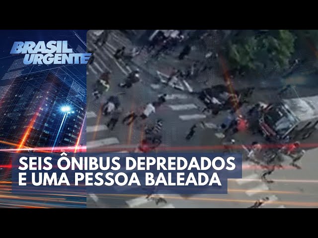 Ônibus depredados e uma pessoa baleada no centro de SP | Brasil Urgente