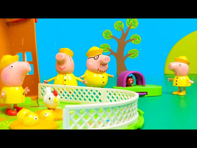 Peppa Pig and the Rainy Day! Toy Videos For Toddlers and Kids
