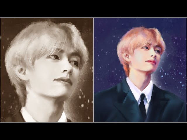 BTS V, How to Draw Your Eyes (Fan Art, Speed Painting)