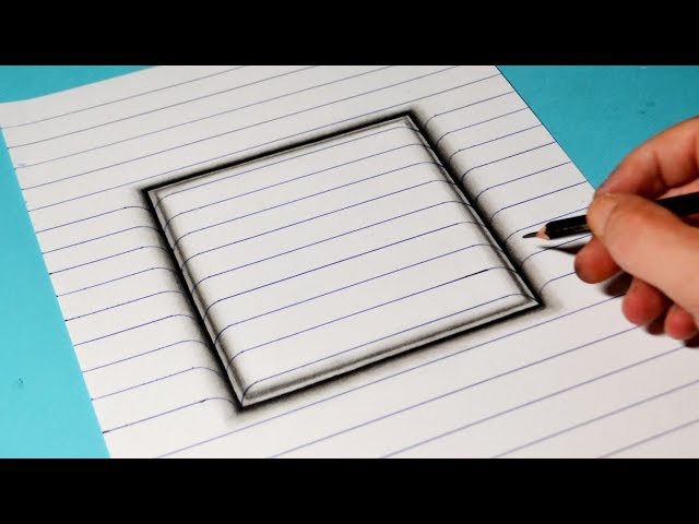 How to Draw 3D Embossed Square - Trick Art For Kids