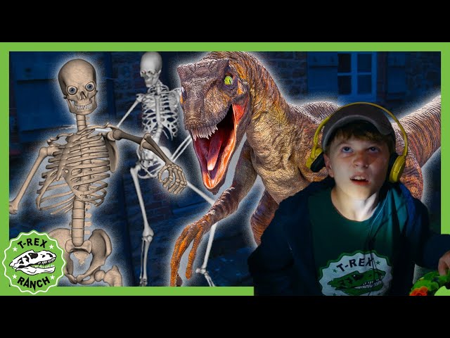 Giant Dinos & Skeleton Escape Haunted House! | T-Rex Ranch Dinosaur Videos