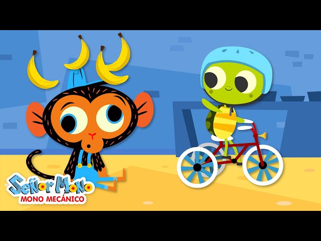 El Problema De La Bicicleta Temblorosa Del Joven Tortuga | Señor Mono, Mono Mecánico