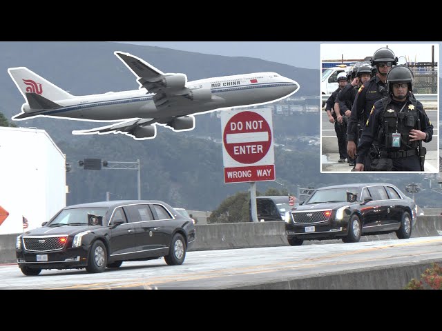 President Xi's motorcade diverts after Biden passes protesters in San Francisco