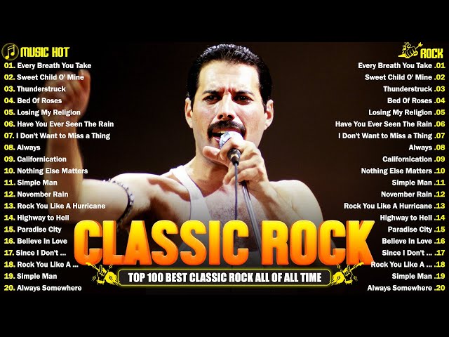 Top 100 Greatest Hits Classic Rock 70s 80s 90s - Pink Floyd, The Who, CCR, AC/DC, The Police, Queen