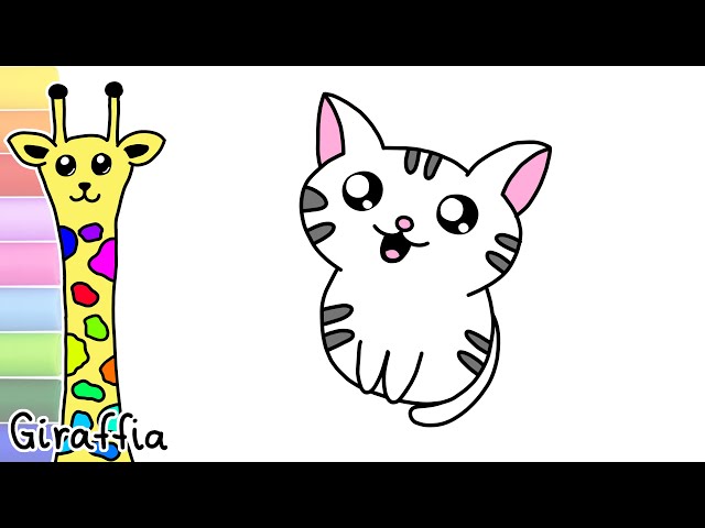 Cute kitten drawing tutorial coloring pages Giraffia kids channel