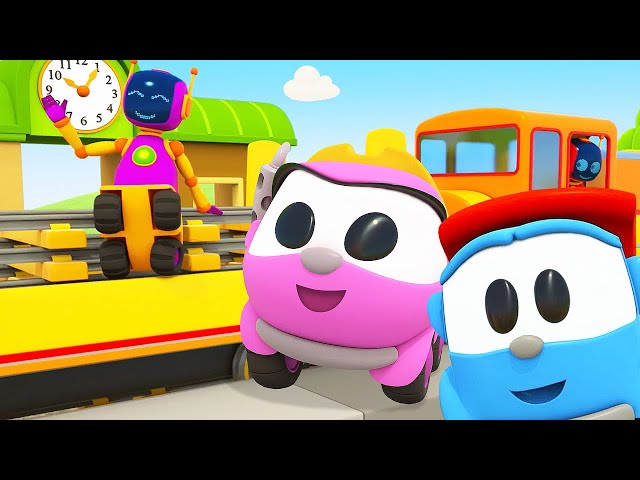 Leo the Truck and Lea the Truck build a railway! NEW baby cartoons & educational videos for kids.
