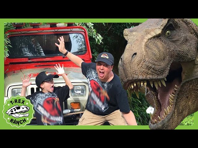 Jurassic T-Rex & Giant Life Size Dinosaurs! T-Rex Ranch Dinosaur Videos