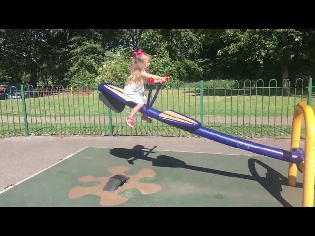 Little girl playing at the playground