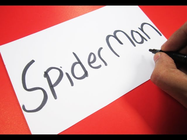 How to turn words SPIDER MAN into a Cartoon ! Learn drawing art on paper for kids