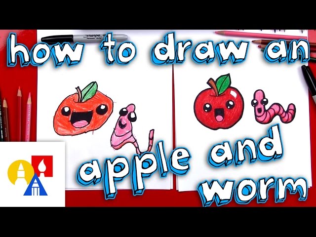 How To Draw A Cartoon Apple And Worm
