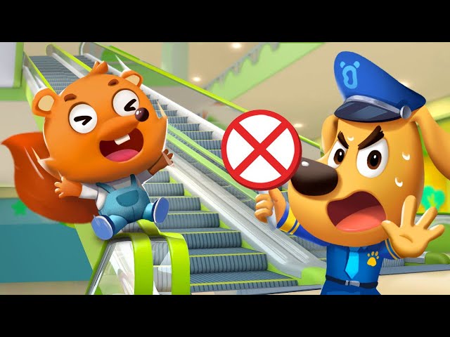 No No Play on the Escalator | Police Officer | Sheriff Labrador | Kids Cartoon | BabyBus