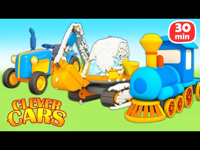 Car cartoons full episodes & street vehicles for kids - A toy tractor, trains & cars for kids.