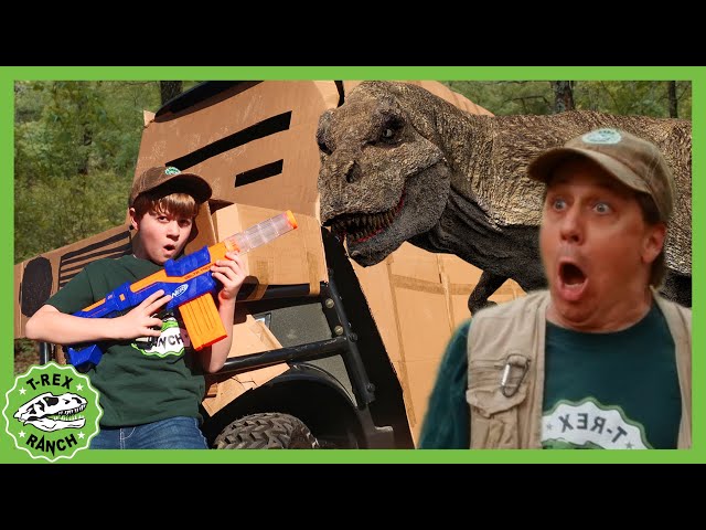 Build the Truck Box Fort to Escape the T-Rex! | T-Rex Ranch Dinosaur Videos