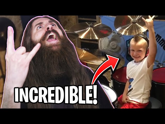 Metal Drummer reacts to 7-year-old drummer (Caleb H)