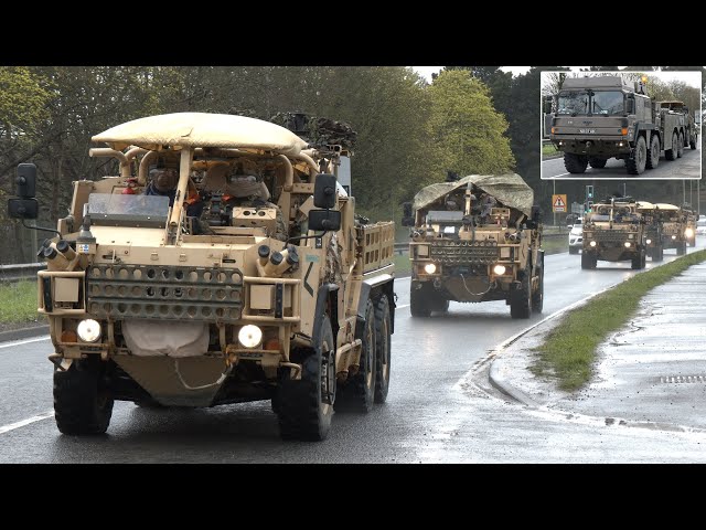 British Army recon vehicles travelling in columns during NATO Exercise Steadfast Defender 🪖